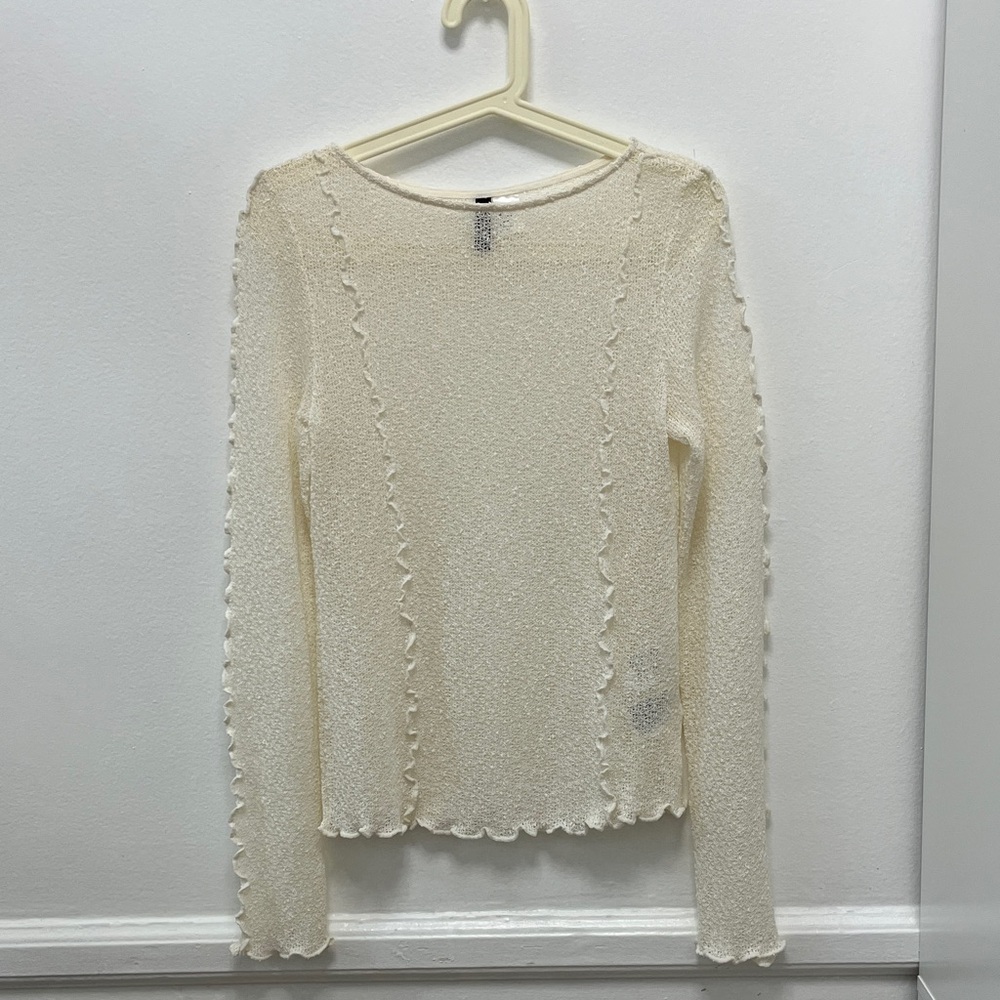 Divided Cream Textured Women's Blouse